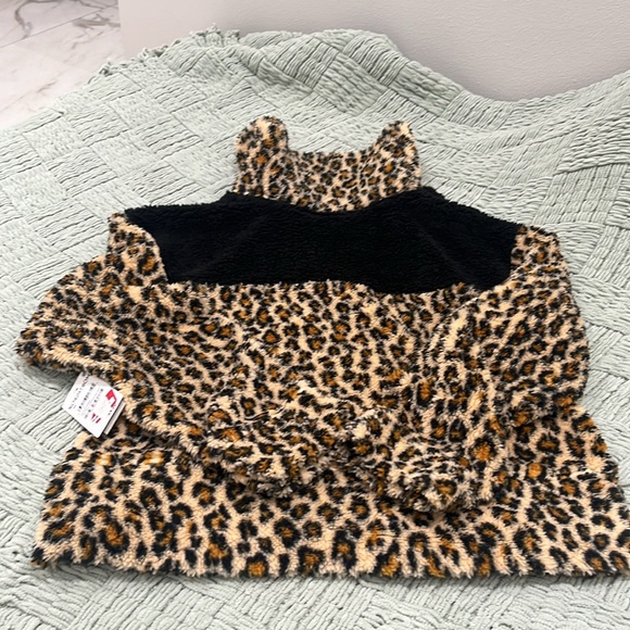 Nordstrom Bp. Tan Dale Leopard Big Spot Leopard Fleece Pullover XS - Picture 6 of 7